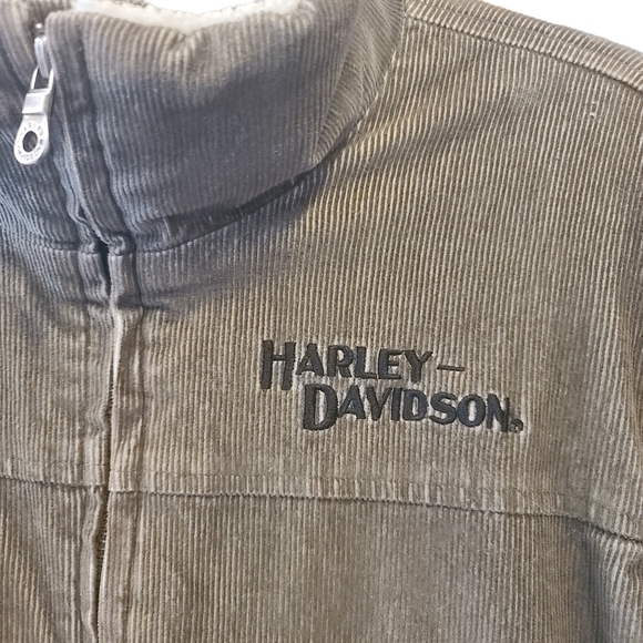 Harley-Davidson Vintage Hunter Green Corduroy Full Zip Jacket Coat Small Y2K - Picture 4 of 9